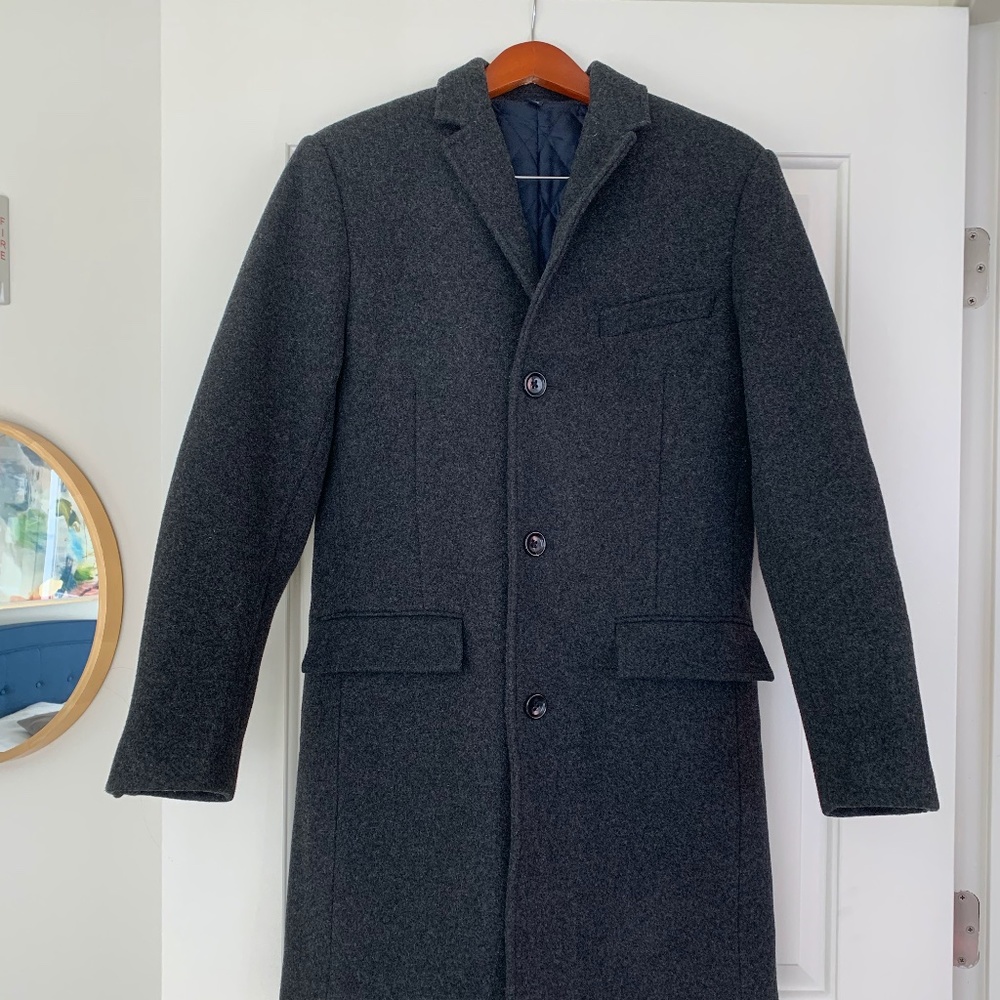 J Crew Factory Men's Wool Topcoat - 38R (Grey)